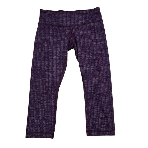 Lululemon Crop leggings Women's Purple Size 6 Elastic Waist Wunder Under Pant - Picture 1 of 5